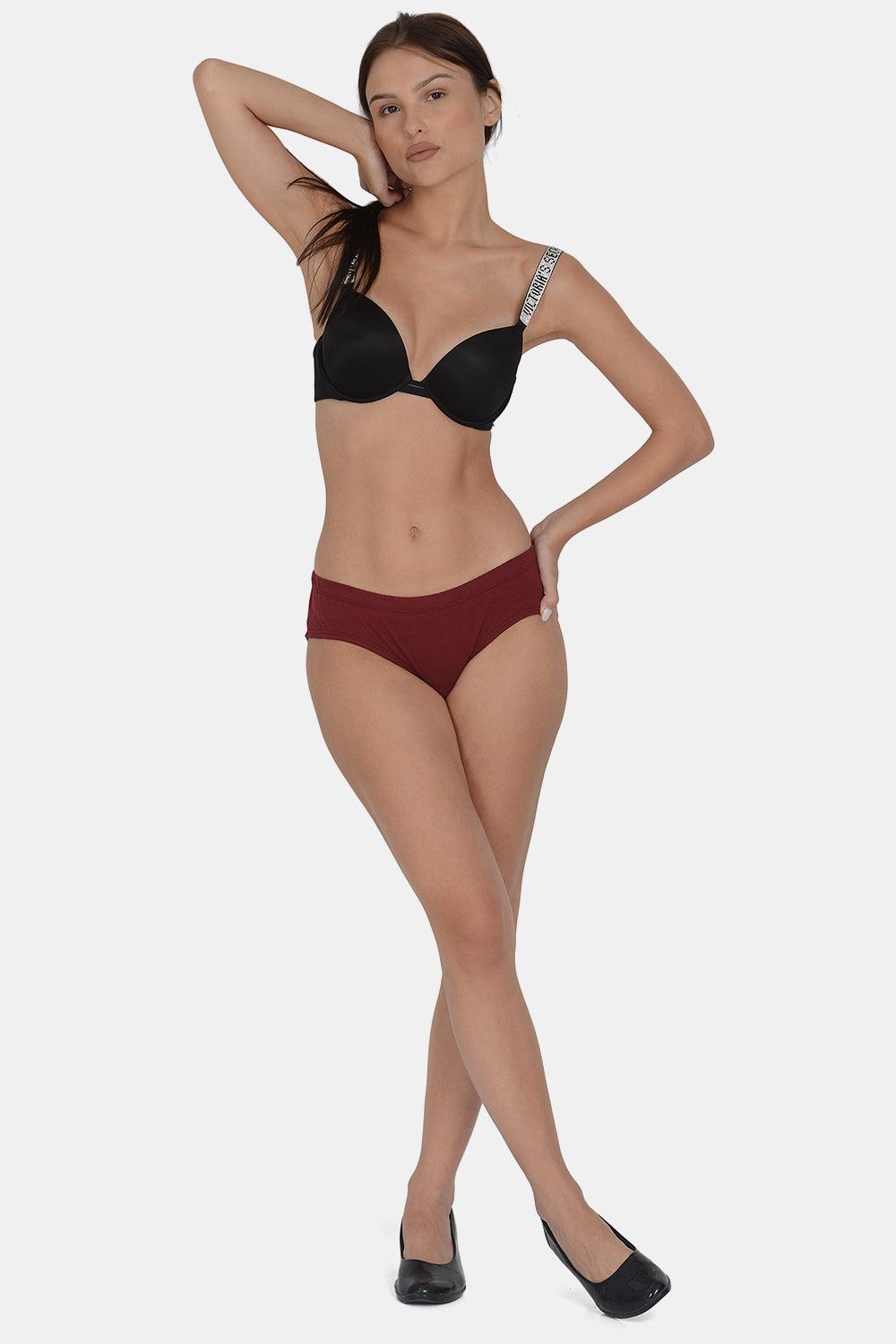 Women’s Solid Maroon Mid-Rise Hipster Brief | DP-100-MR-1 | Leading Lady