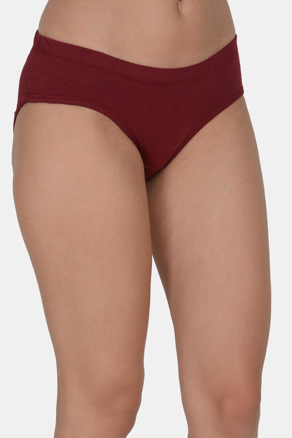 Women’s Solid Maroon Mid-Rise Hipster Brief | DP-100-MR-1 | Leading Lady