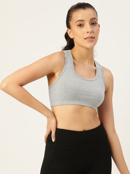 Women's Solid Non-Padded Sports Bra | SPB-4101-GREY-1 | Leading Lady