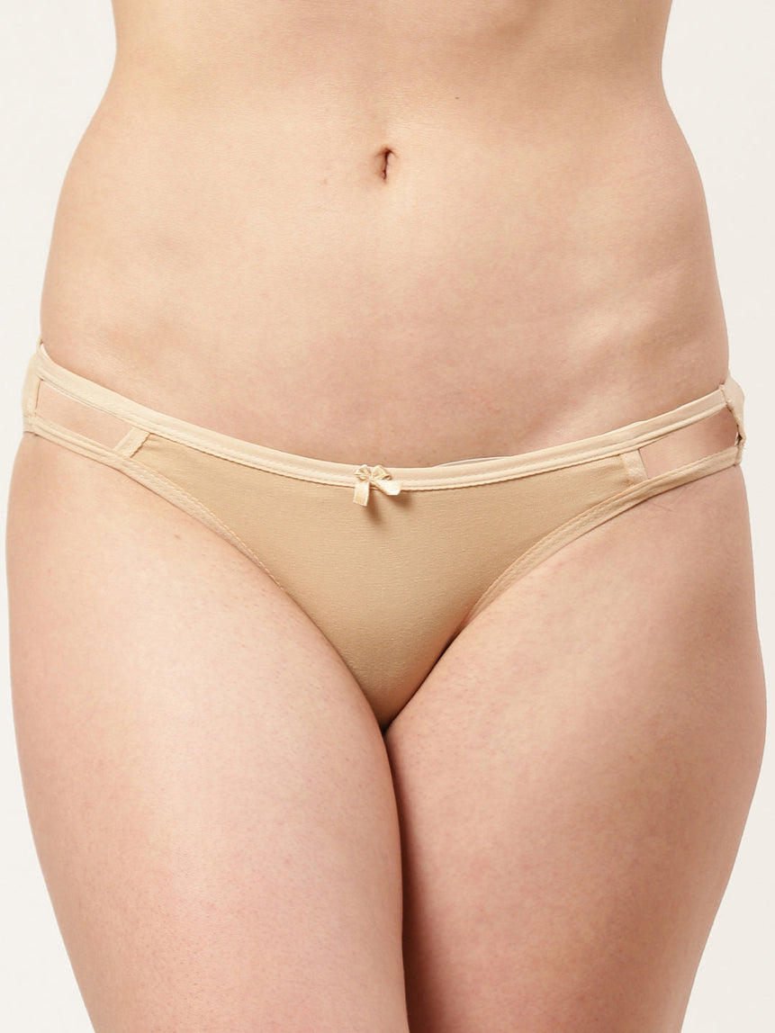 Women’s Solid Nude Mid-Rise Bikini Brief | MARY-SKN-1 | Leading Lady