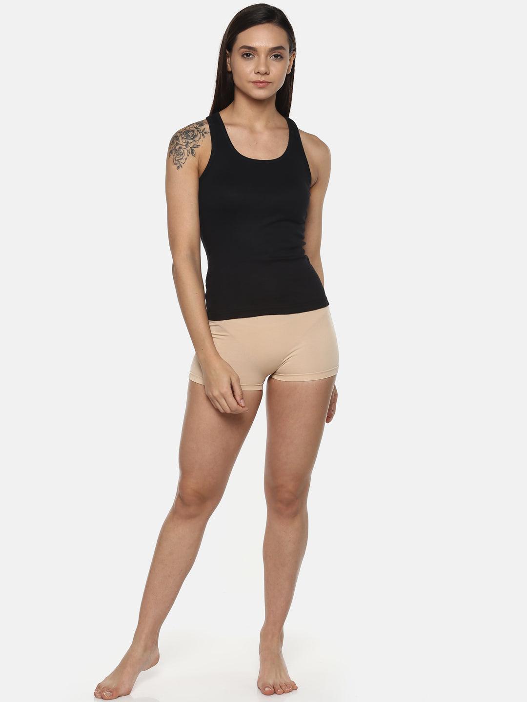 Women's Solid Pure Cotton Camisole with Racerback Style | SARA-BLK-1 | Leading Lady