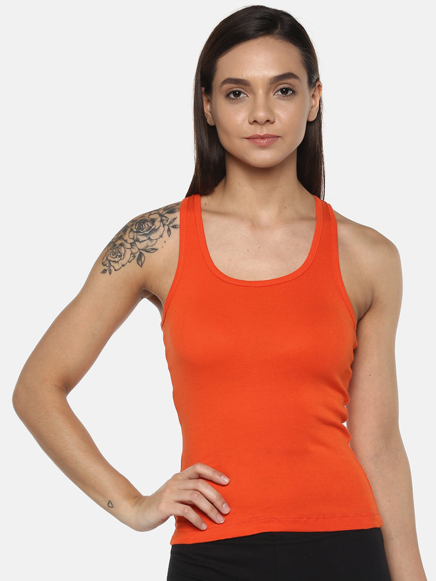 Women's Solid Pure Cotton Camisole with Racerback Style | SARA-ORG-1 | Leading Lady