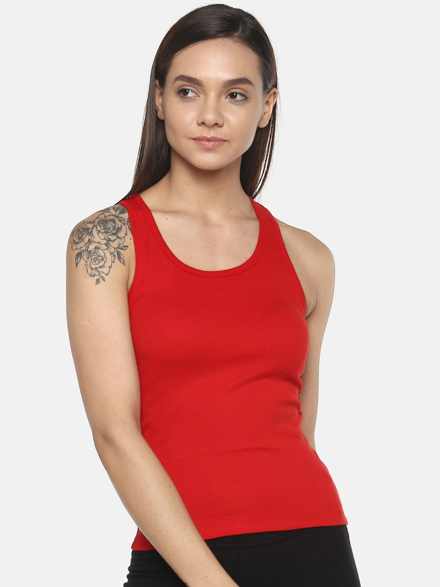 Women's Solid Pure Cotton Camisole with Racerback Style | SARA-RD-1 | Leading Lady
