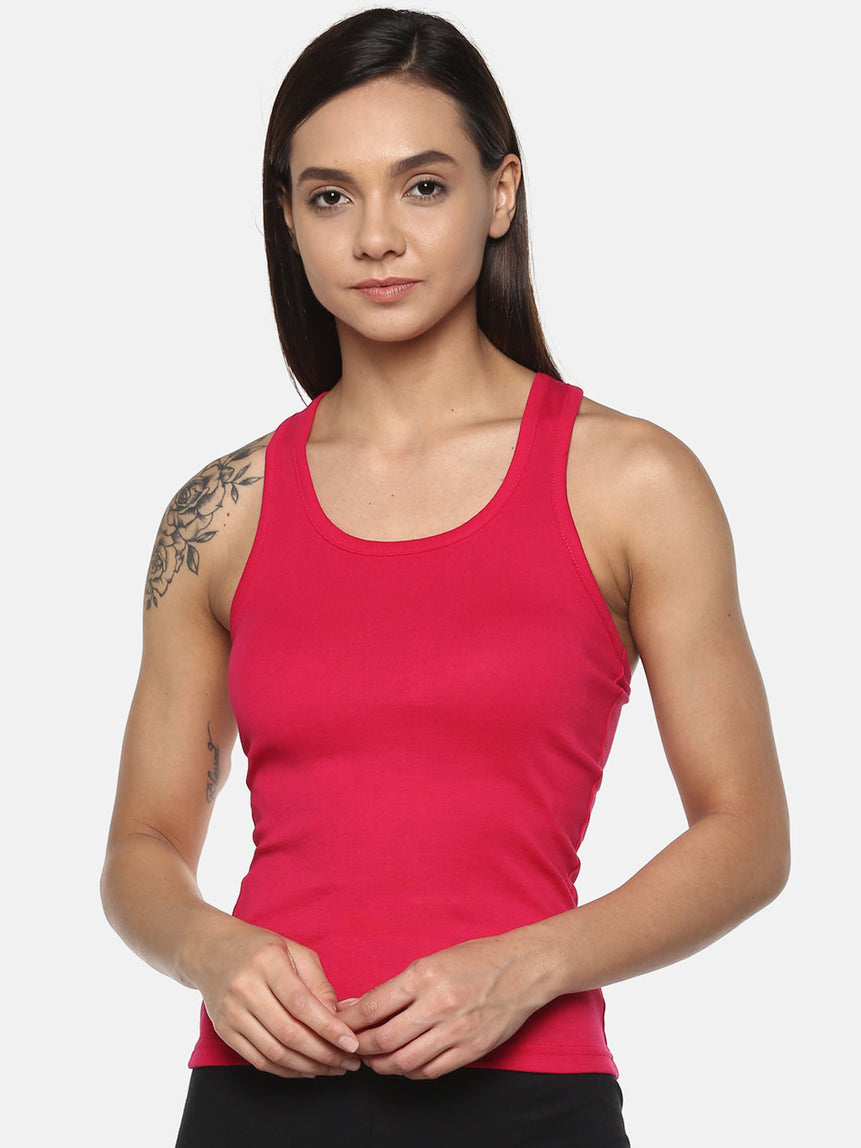 Women's Solid Pure Cotton Camisole with Racerback Style | SARA-RN-1 | Leading Lady