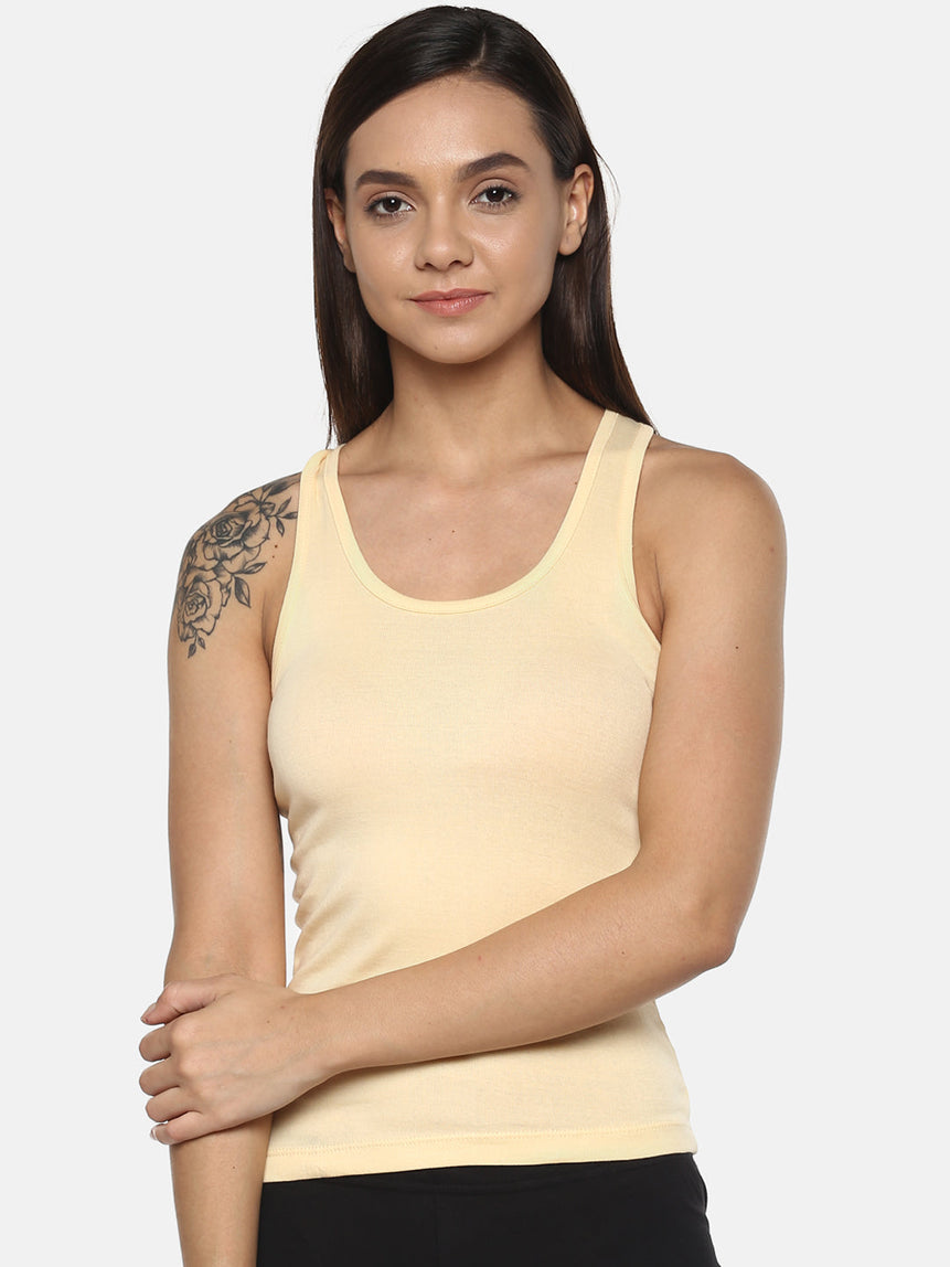 Women's Solid Pure Cotton Camisole with Racerback Style | SARA-SKN-1 | Leading Lady