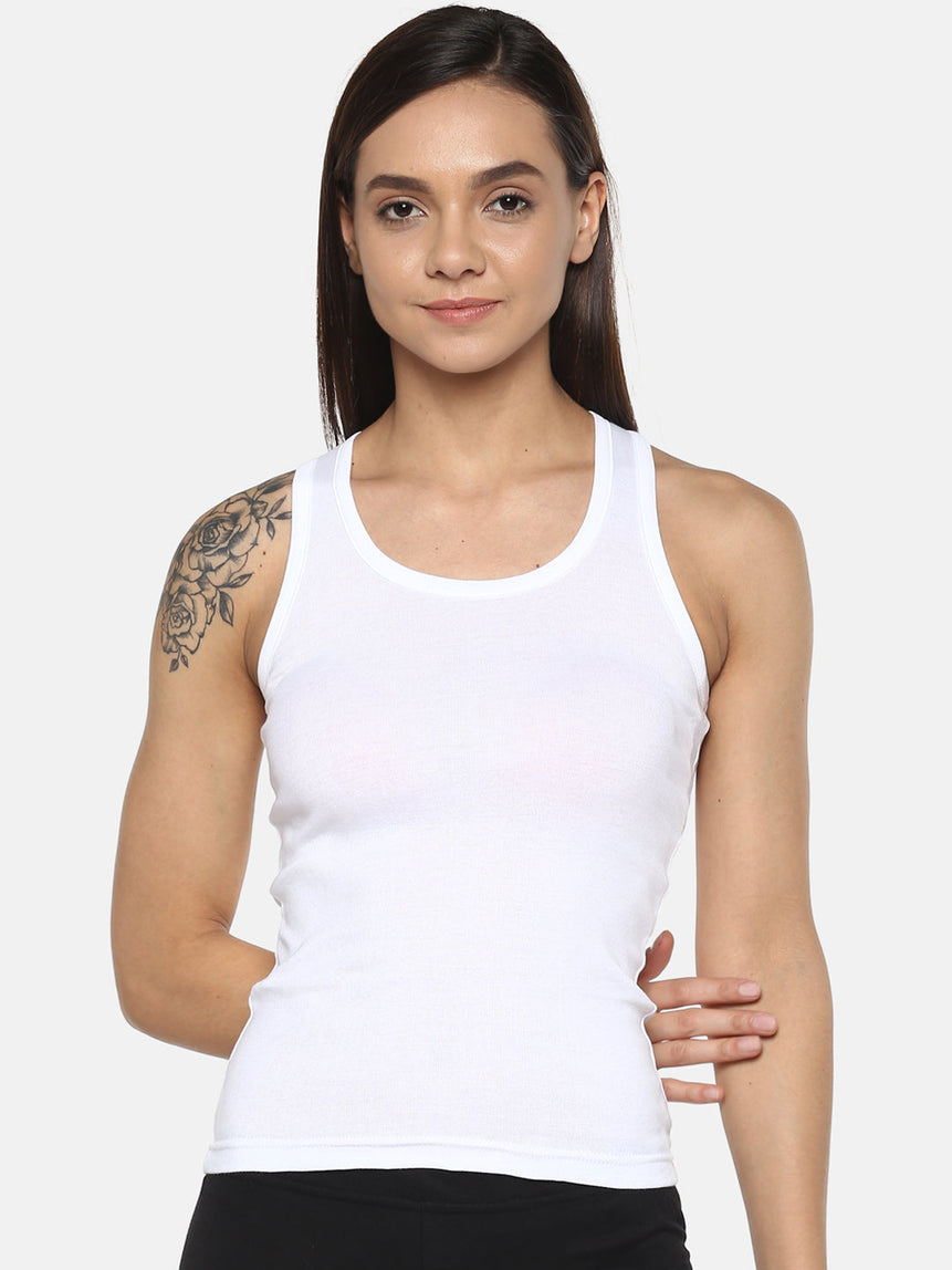 Women's Solid Pure Cotton Camisole with Racerback Style | SARA-WH-1 | Leading Lady