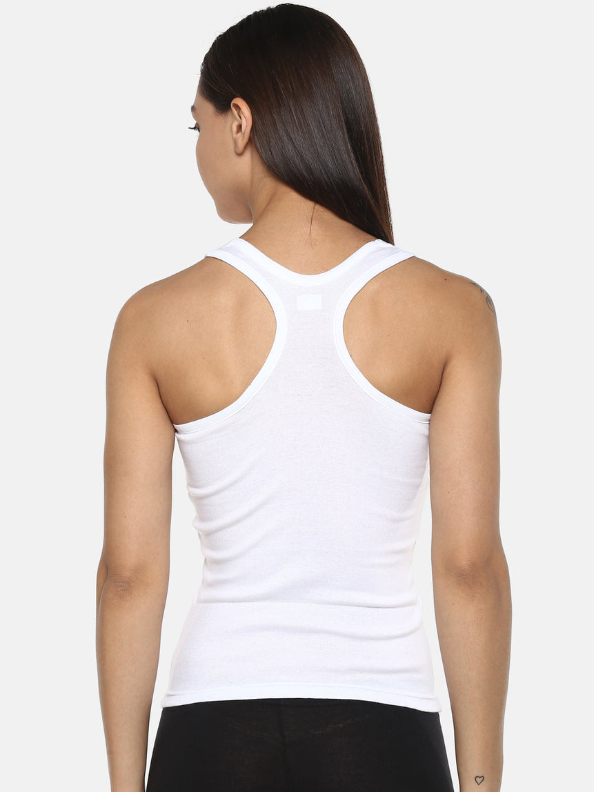 Women's Solid Pure Cotton Camisole with Racerback Style | SARA-WH-1 | Leading Lady