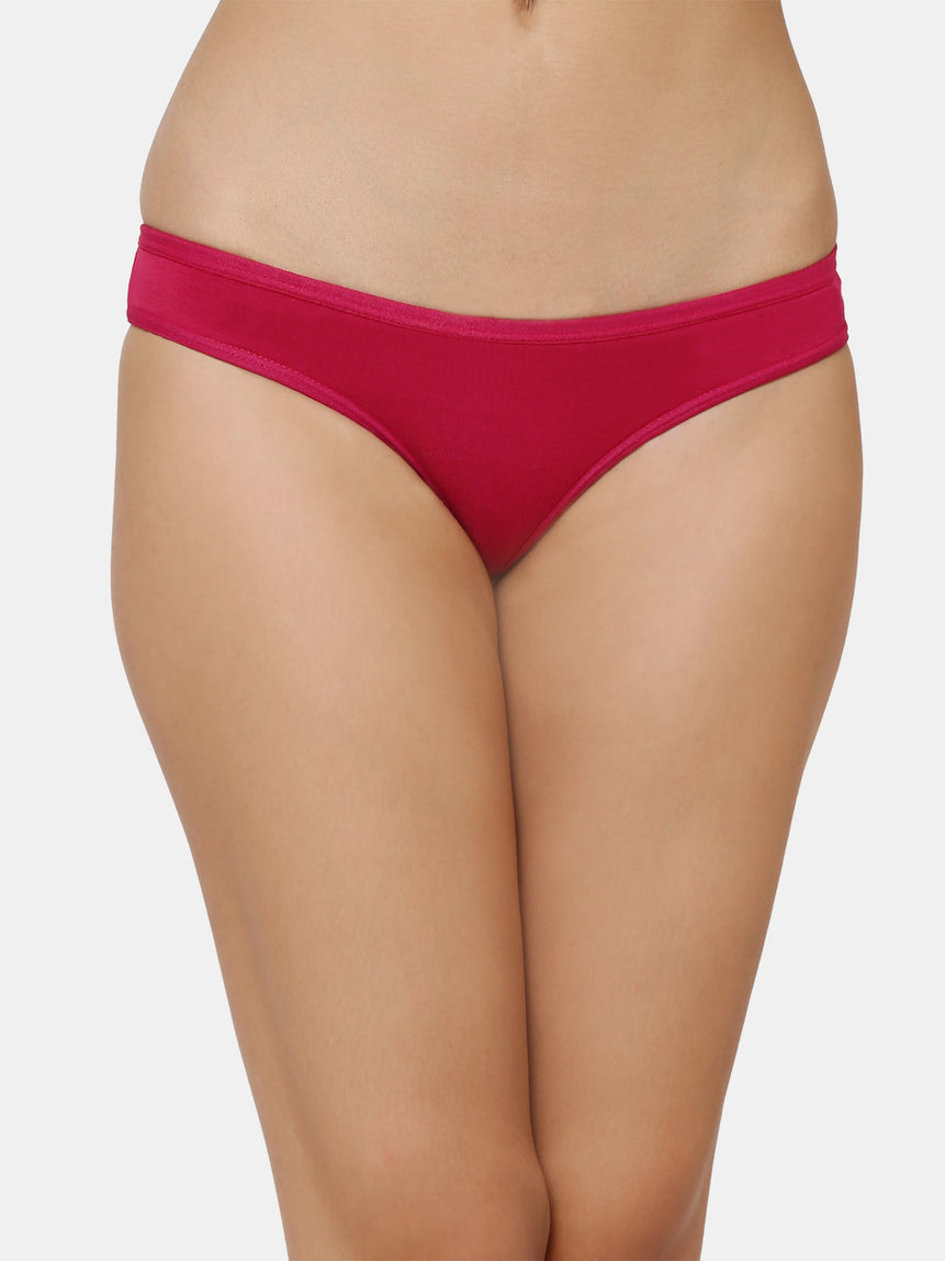 Women’s Solid Red Low-Rise Thong Brief | SUNNY-RD-1 | Leading Lady