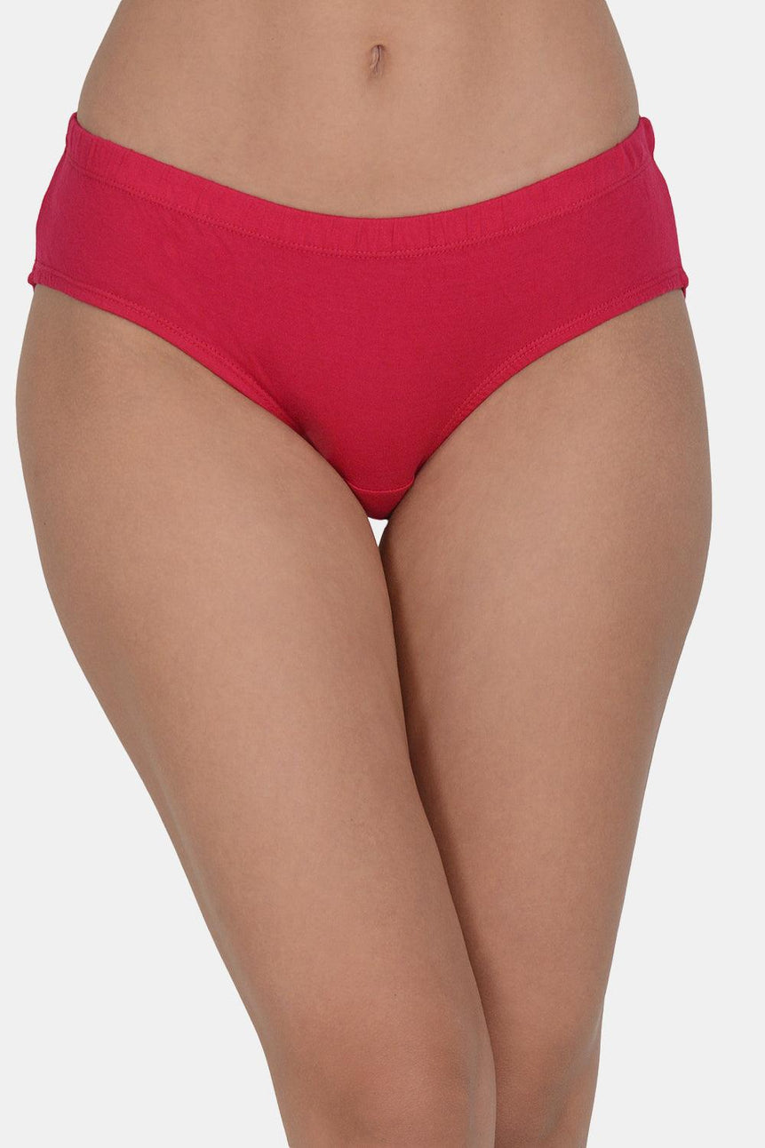 Women’s Solid Red Mid-Rise Hipster Brief | DP-100-RD-1 | Leading Lady