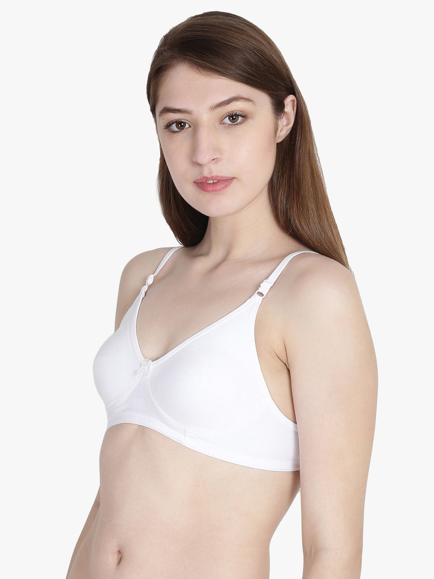 Women's Solid White Non-Padded T-Shirt Bra | COOL-WH-1 | Leading Lady