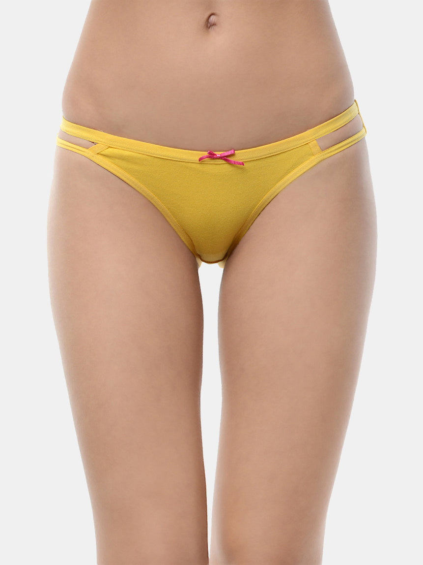Women’s Solid Yellow Mid-Rise Bikini Brief | MARY-YL-1 | Leading Lady