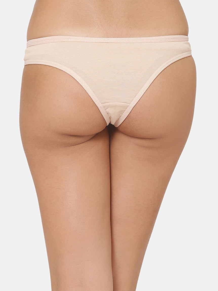 Women’s Solid Nude Low-Rise Thong Brief | SUNNY-SKN-1 | Leading Lady