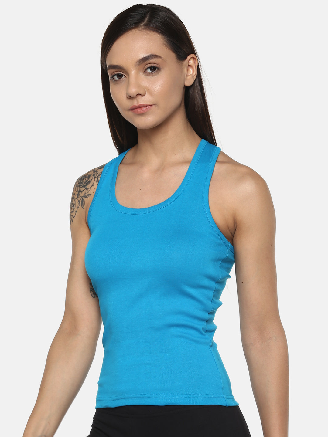 Women's Solid Pure Cotton Camisole with Racerback Style | SARA-SKY-1 | Leading Lady