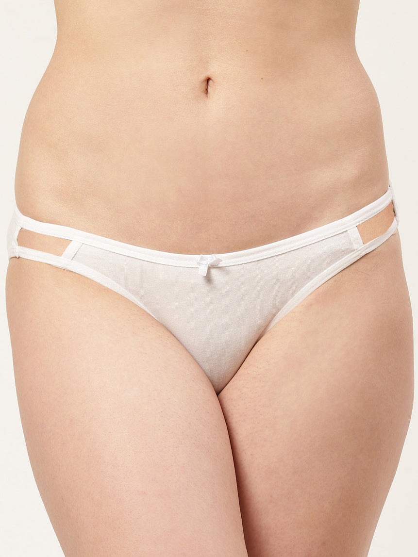Women’s Solid White Mid-Rise Bikini Brief | MARY-WH-1 | Leading Lady